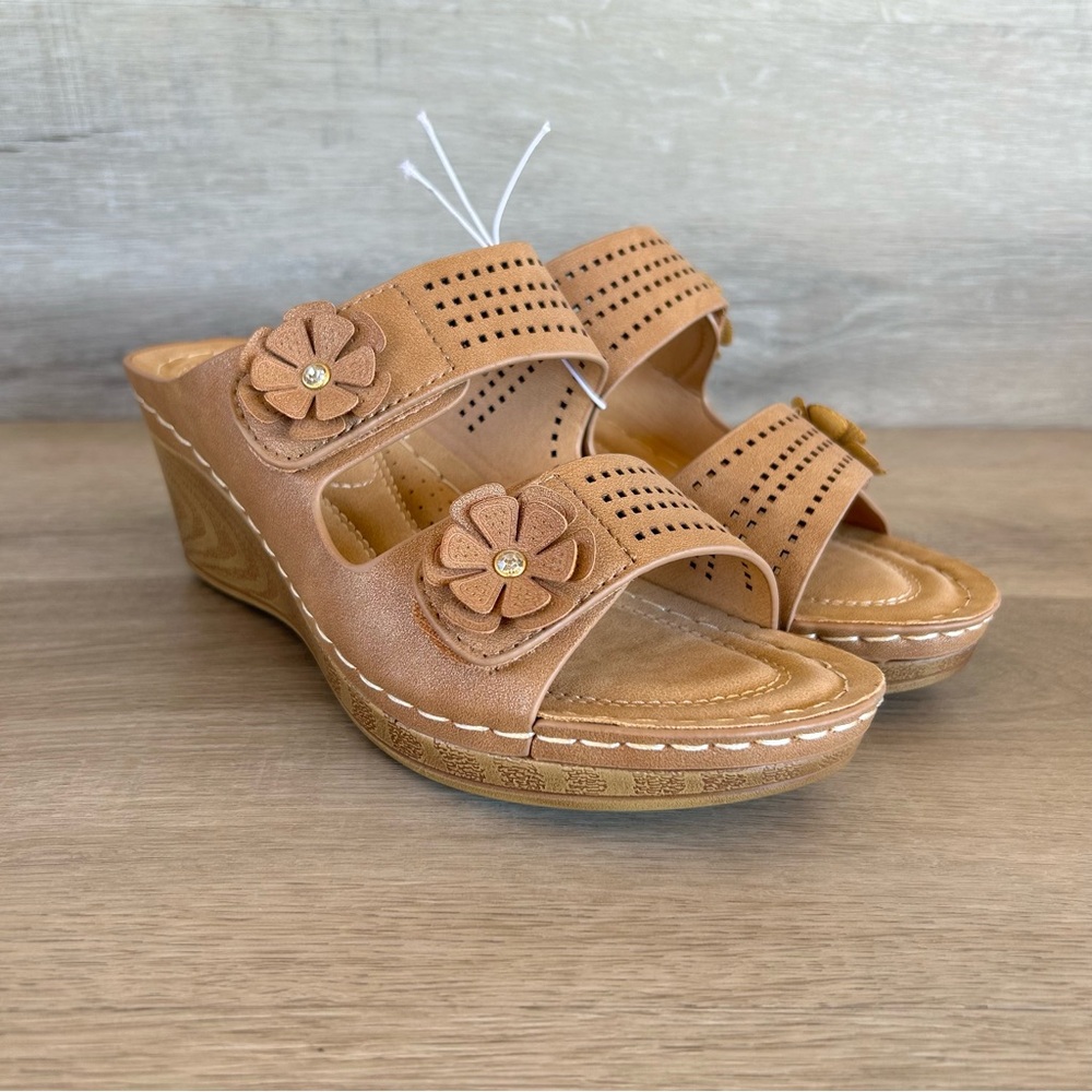 GC Good Choice Womens Open Toe Wedge Sandals Platform Heels  Double Strap 6.5